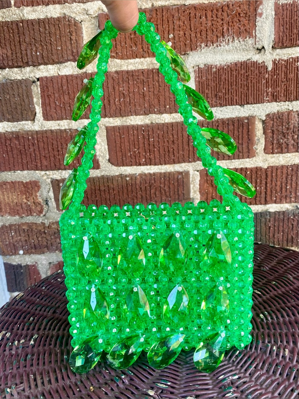Susan Alexandra Mini Crystal Bag in Bright Green
